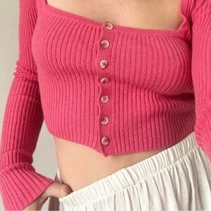 Reformation Pink Ribbed Knit Top